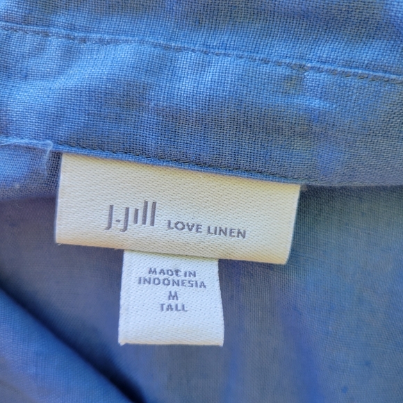 J. Jill Love Linen Tab-Sleeve 100% Linen Tunic Top Blue Ginger M - Picture 11 of 13